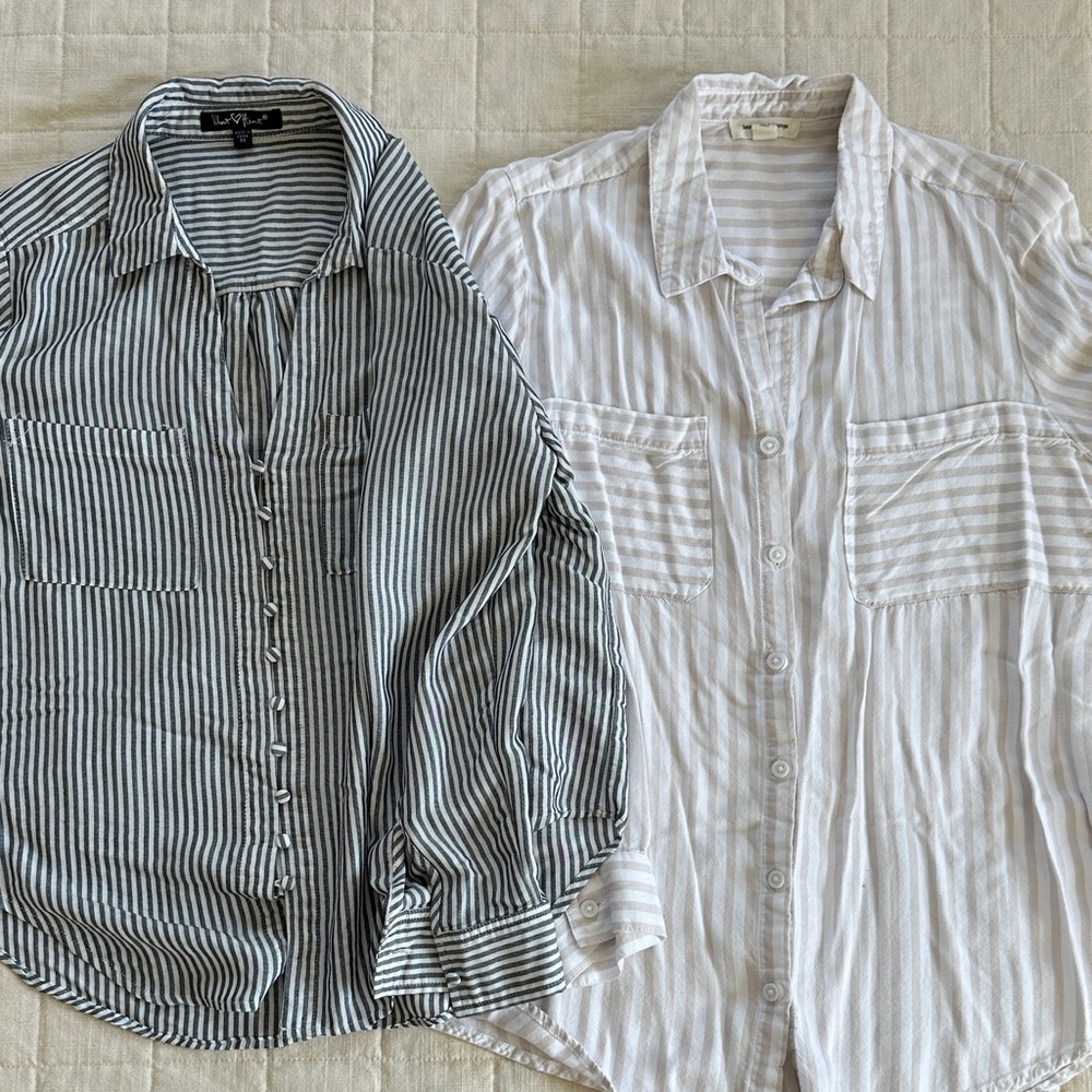 Multiples Striped Blouses in Black and White